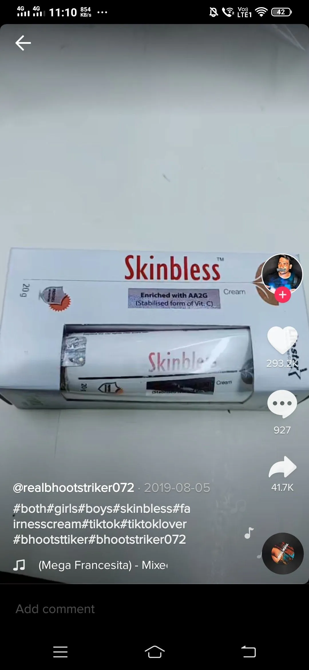 27432 skin whitening cream application